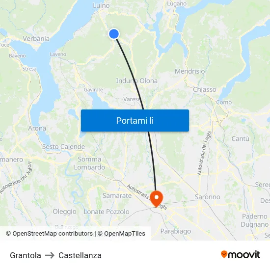 Grantola to Castellanza map