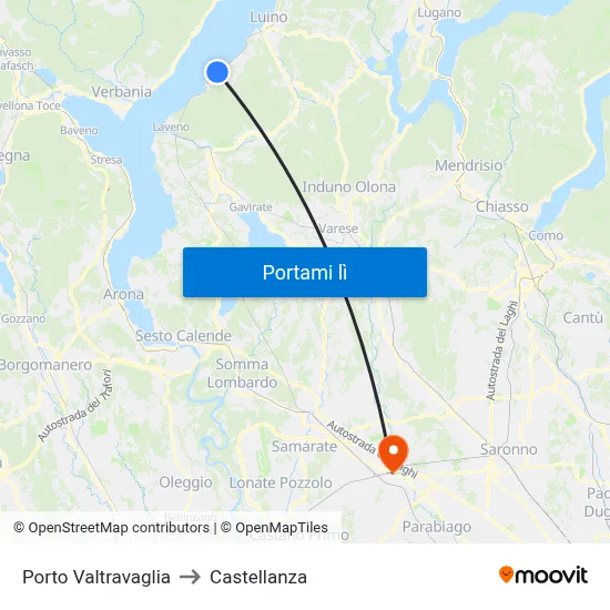 Porto Valtravaglia to Castellanza map