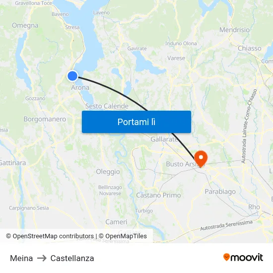 Meina to Castellanza map