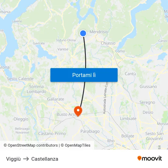 Viggiù to Castellanza map