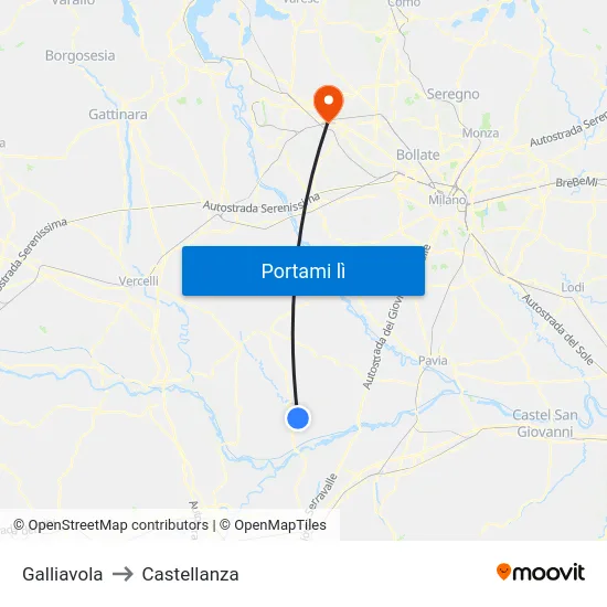 Galliavola to Castellanza map