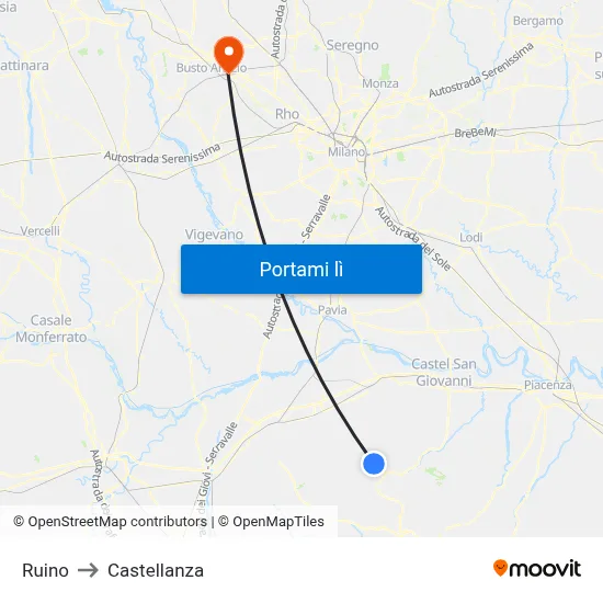 Ruino to Castellanza map