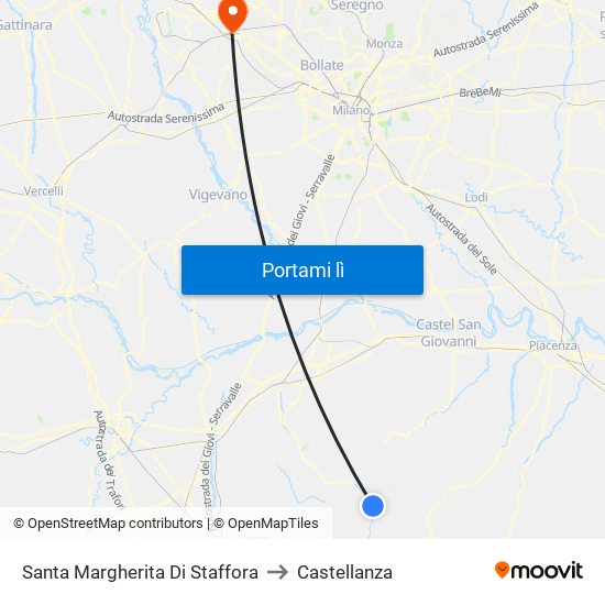 Santa Margherita Di Staffora to Castellanza map