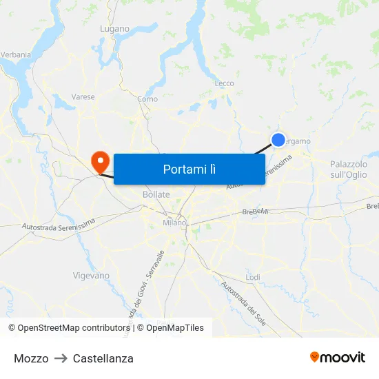 Mozzo to Castellanza map