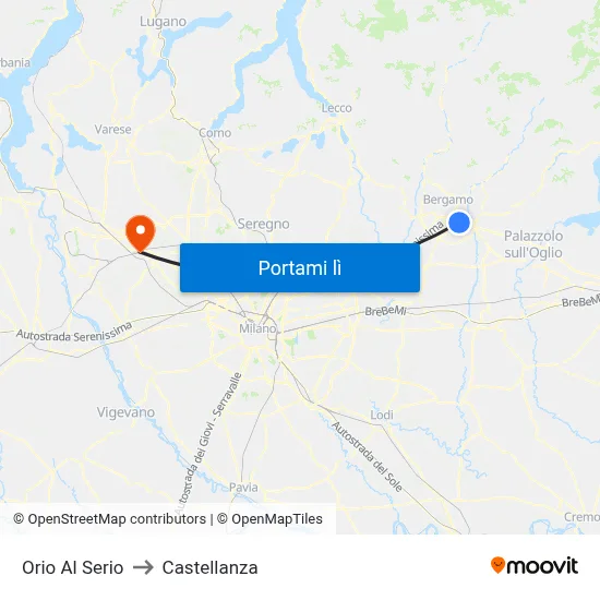 Orio Al Serio to Castellanza map
