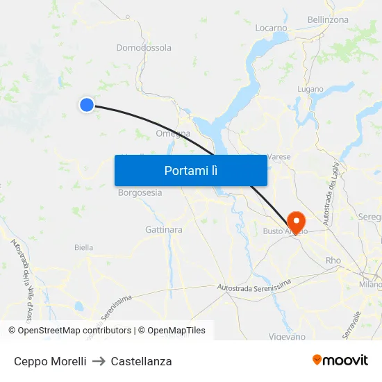 Ceppo Morelli to Castellanza map