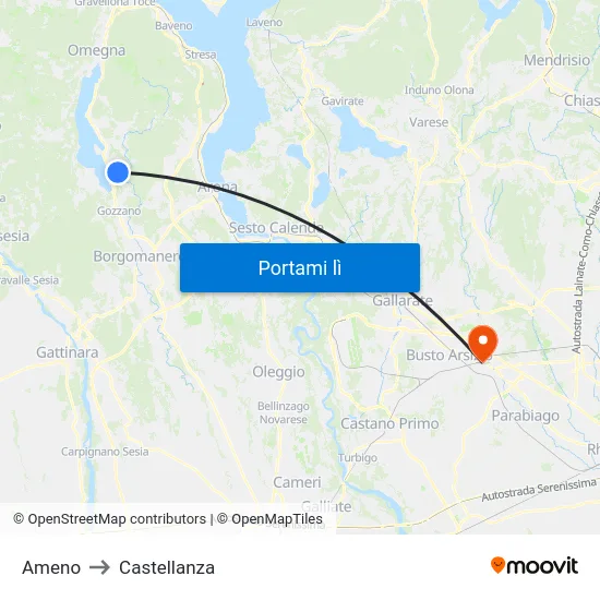 Ameno to Castellanza map