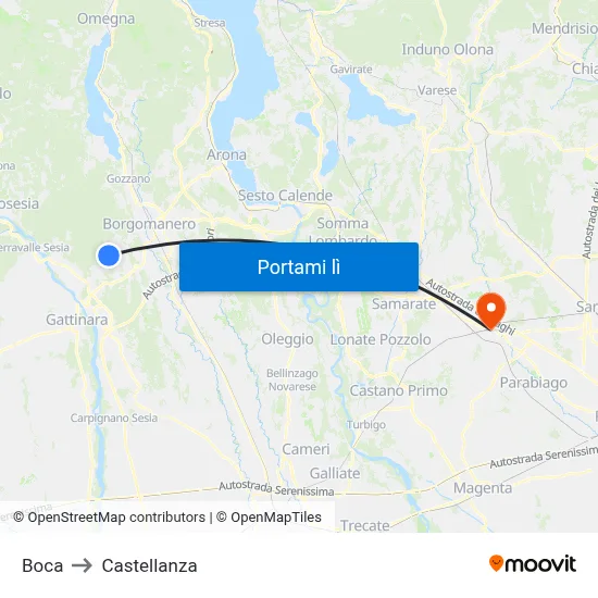 Boca to Castellanza map