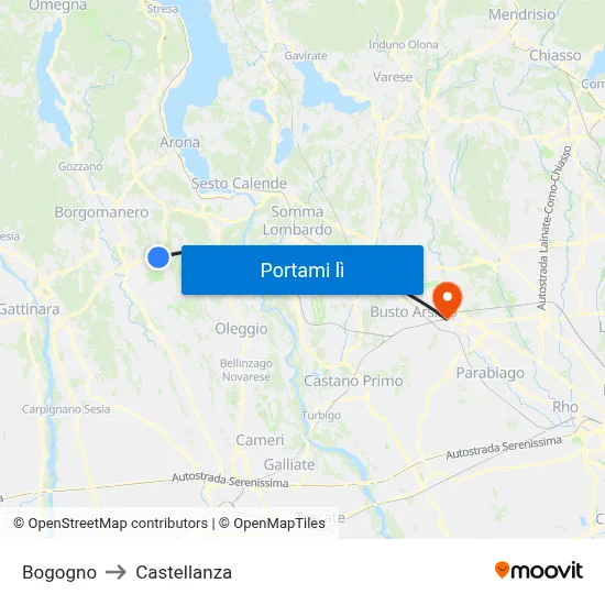 Bogogno to Castellanza map