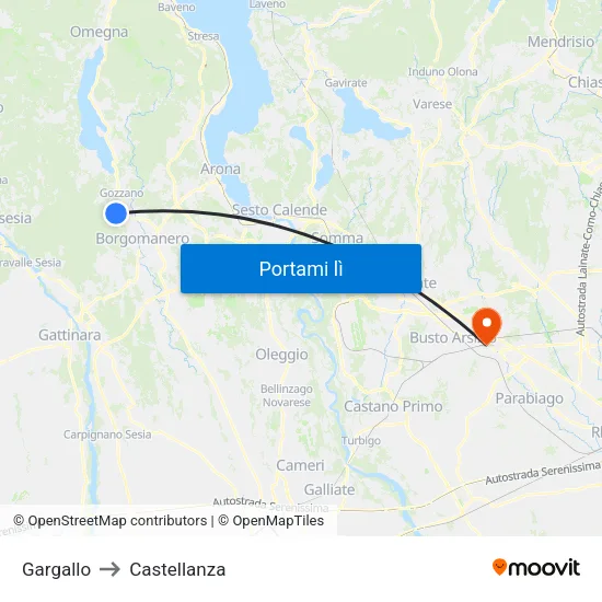 Gargallo to Castellanza map