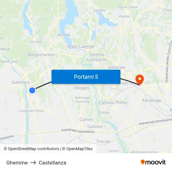 Ghemme to Castellanza map
