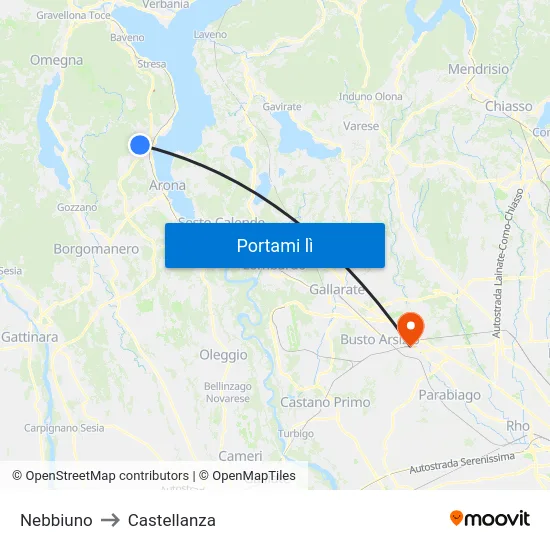 Nebbiuno to Castellanza map
