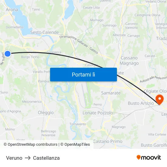 Veruno to Castellanza map