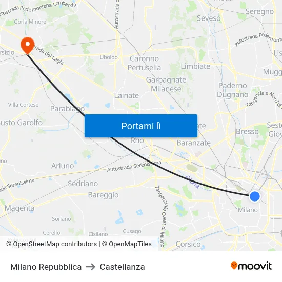 Milano Repubblica to Castellanza map