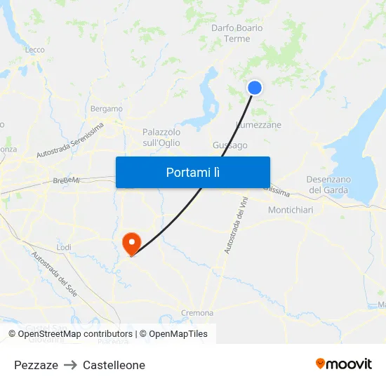Pezzaze to Castelleone map