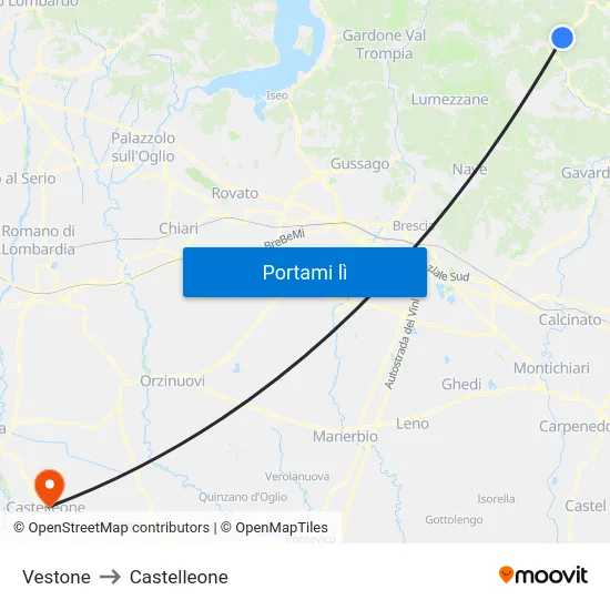 Vestone to Castelleone map