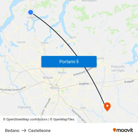 Bedano to Castelleone map