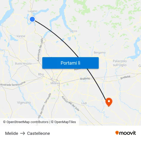 Melide to Castelleone map