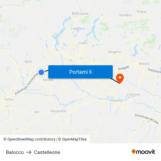 Balocco to Castelleone map