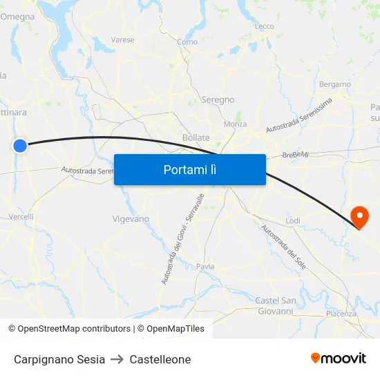 Carpignano Sesia to Castelleone map