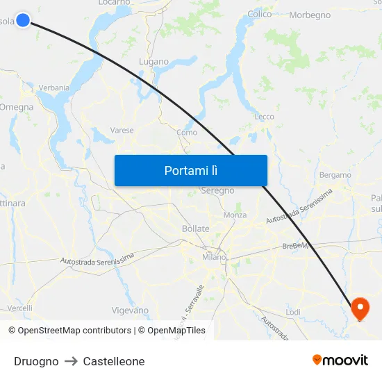 Druogno to Castelleone map