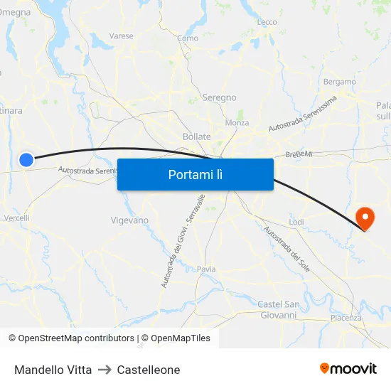 Mandello Vitta to Castelleone map