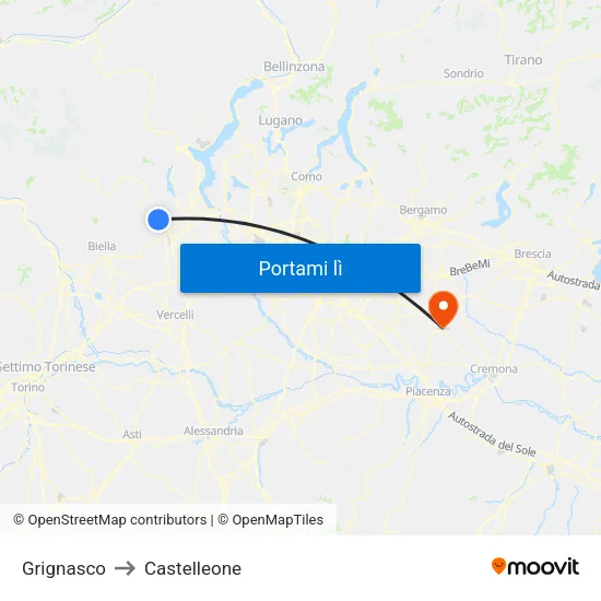 Grignasco to Castelleone map