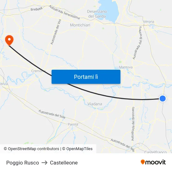 Poggio Rusco to Castelleone map