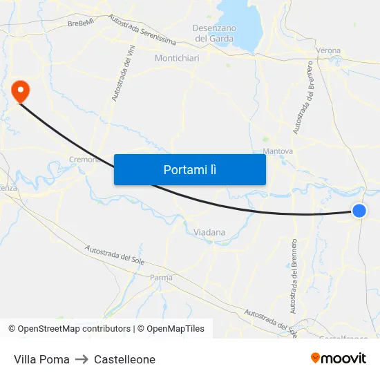 Villa Poma to Castelleone map