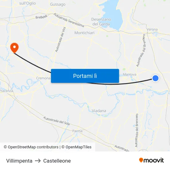 Villimpenta to Castelleone map