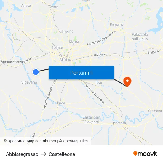 Abbiategrasso to Castelleone map