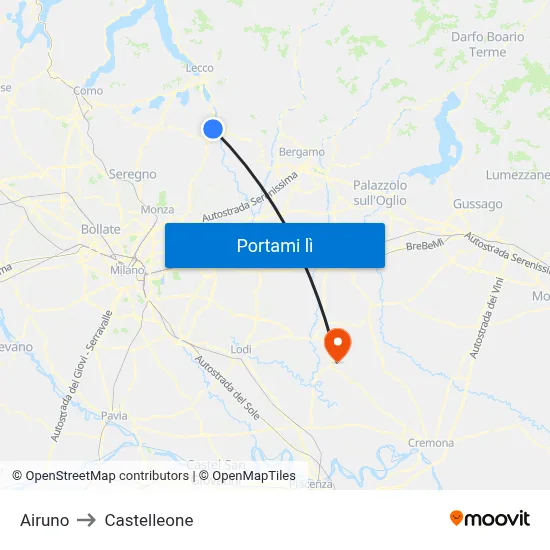 Airuno to Castelleone map