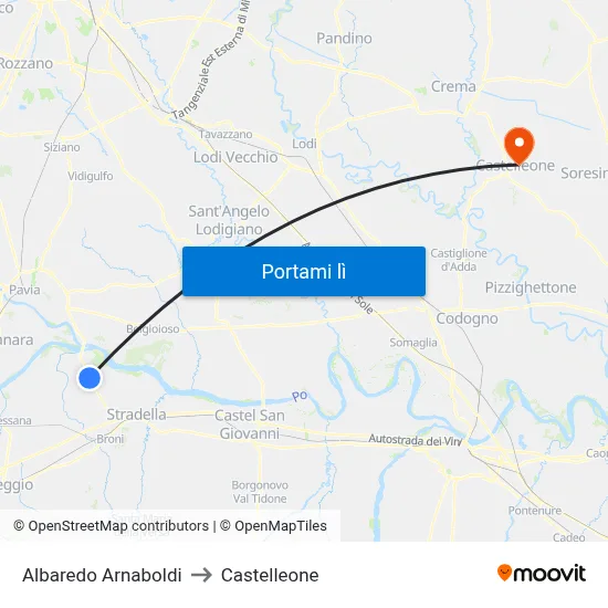 Albaredo Arnaboldi to Castelleone map