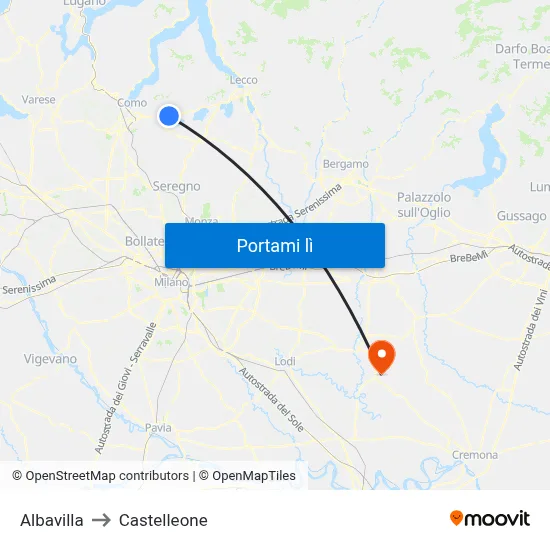 Albavilla to Castelleone map