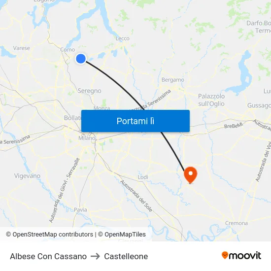 Albese Con Cassano to Castelleone map