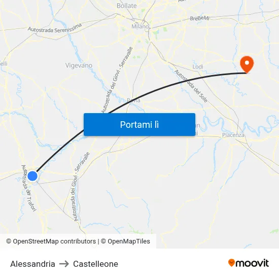 Alessandria to Castelleone map
