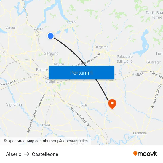 Alserio to Castelleone map
