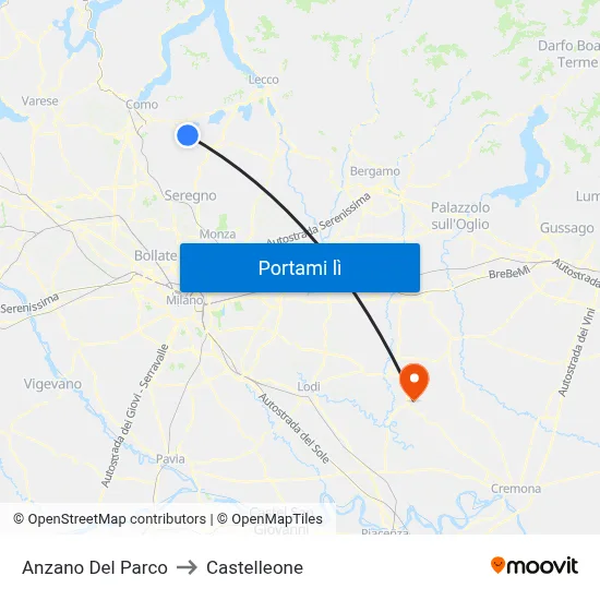 Anzano Del Parco to Castelleone map