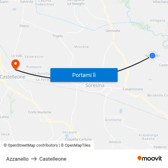 Azzanello to Castelleone map