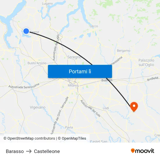 Barasso to Castelleone map