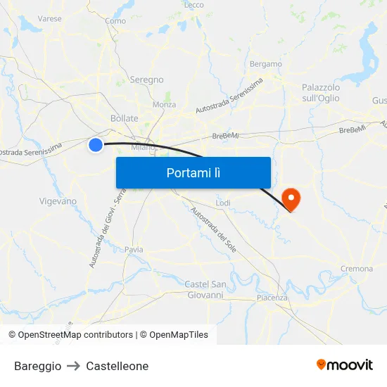 Bareggio to Castelleone map