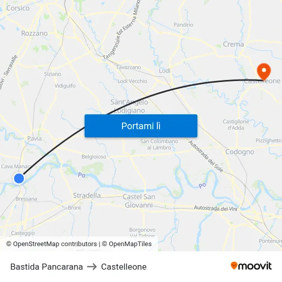 Bastida Pancarana to Castelleone map