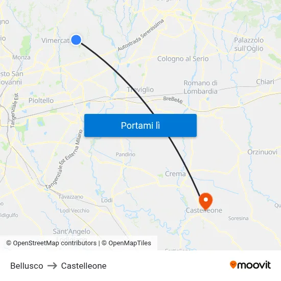 Bellusco to Castelleone map
