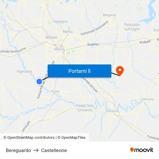 Bereguardo to Castelleone map