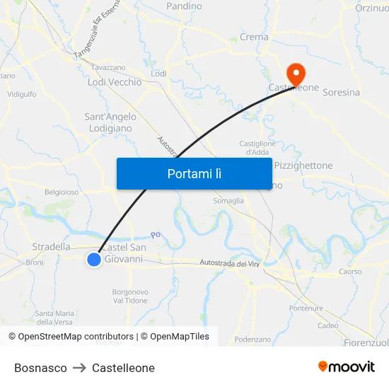 Bosnasco to Castelleone map