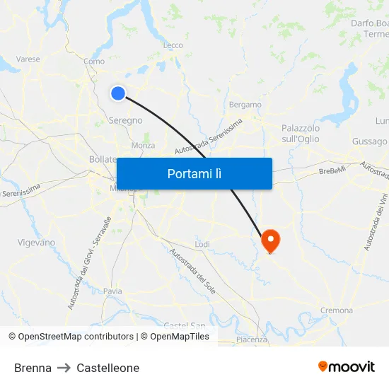 Brenna to Castelleone map