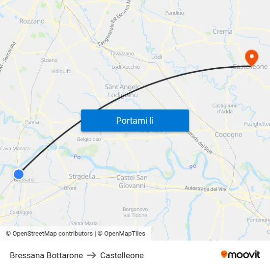 Bressana Bottarone to Castelleone map