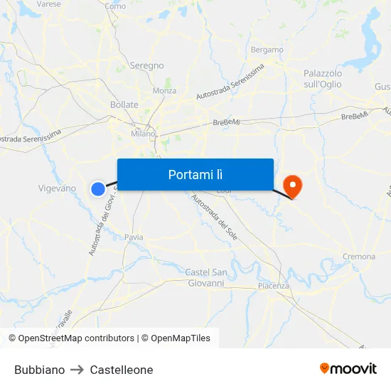 Bubbiano to Castelleone map