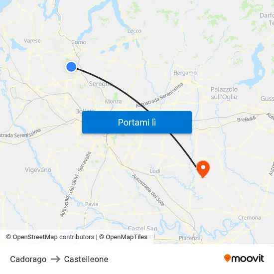 Cadorago to Castelleone map