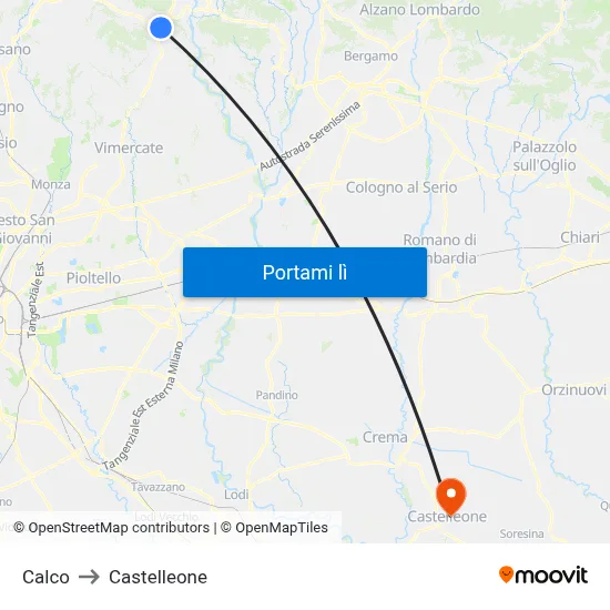 Calco to Castelleone map